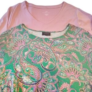 J. Jill 1X Top Bundle Lot Wearever Paisley 3/4 Sleeve & Supima Cotton V Neck
